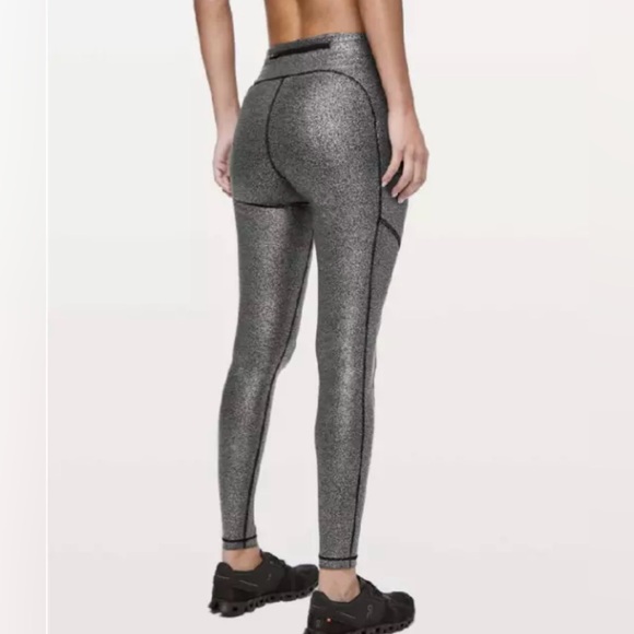 Lululemon, Speed Up Tights 28”, Luminosity Foil Print,  Black/Silver, 10 - Picture 2 of 10